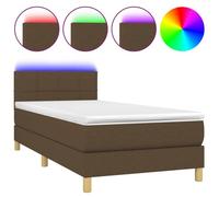 vidaXL Sommier tapissier et matelas et LED Marron foncé 80x200cm Tissu