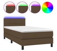 Vidaxl Sommier Tapissier Et Matelas Et Led Marron Foncé 80x200cm Tissu Multicolore