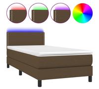 Vidaxl Sommier Tapissier Et Matelas Et Led Marron Foncé 90x190cm Tissu Multicolore