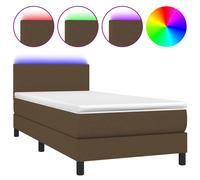 Vidaxl Sommier Tapissier Et Matelas Et Led Marron Foncé 90x190cm Tissu Multicolore