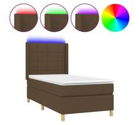 vidaXL Sommier tapissier et matelas et LED Marron foncé 90x200cm Tissu