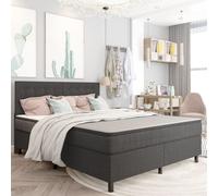 Vidaxl Sommier Tapissier Gris Foncé Tissu 160x200 Cm Gris