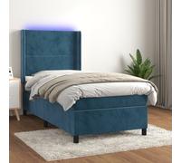 Sommier à Lattes de Lit Matelas et LED Rembourré Bleu Foncé 100x200 cm vidaXL