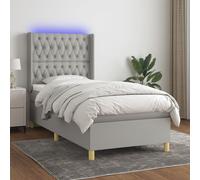vidaXL Sommier tapissier matelas et LED Gris clair 100x200 cm Tissu Multicolore