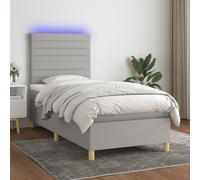 Vidaxl Sommier Tapissier Matelas Et Led Gris Clair 100x200 Cm Tissu Multicolore