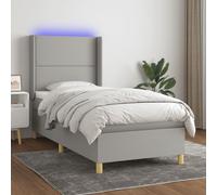 Sommier à Lattes de Lit avec Matelas et LED, Lit Rembourré, Lit Simple, Lit Adulte de Chambre à Coucher Intérieur, Moderne, Gris Clair 100x200 cm