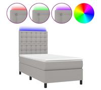 Vidaxl Sommier Tapissier Matelas Et Led Gris Clair 100x200 Cm Tissu Multicolore