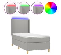 Vidaxl Sommier Tapissier Matelas Et Led Gris Clair 100x200 Cm Tissu Multicolore