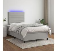 vidaXL Sommier tapissier matelas et LED Gris clair 120x200 cm Tissu