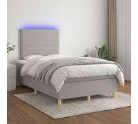 vidaXL Sommier tapissier matelas et LED Gris clair 120x200 cm Tissu