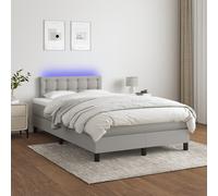 Sommier à Lattes de Lit avec Matelas et LED, Lit Rembourré, Lit Double, Lit Adulte de Chambre à Coucher Intérieur, Moderne, Gris Clair 120x200 cm