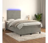 Vidaxl Sommier Tapissier Matelas Et Led Gris Clair 120x200 Cm Velours Multicolore