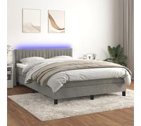 vidaXL Sommier tapissier matelas et LED Gris clair 140x190 cm Velours
