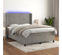 Sommier à Lattes de Lit Matelas et LED Rembourré Gris Clair 140x190 cm vidaXL