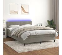 vidaXL Sommier tapissier matelas et LED Gris clair 140x200 cm Velours
