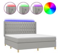 Vidaxl Sommier Tapissier Matelas Et Led Gris Clair 160x200 Cm Tissu Multicolore