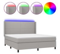 Vidaxl Sommier Tapissier Matelas Et Led Gris Clair 160x200 Cm Tissu Multicolore