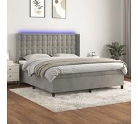 Boxspring met matras en LED fluweel lichtgrijs 180x200 cm3139817