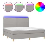 vidaXL Sommier tapissier matelas et LED Gris clair 200x200 cm Tissu