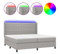 Boxspring met matras en LED stof lichtgrijs 200x200 cm3138421