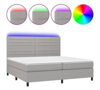 Vidaxl Sommier Tapissier Matelas Et Led Gris Clair 200x200 Cm Tissu Multicolore