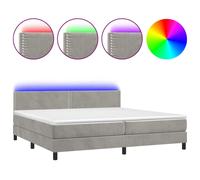 Vidaxl Sommier Tapissier Matelas Et Led Gris Clair 200x200 Cm Velours Multicolore