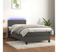 Vidaxl Sommier Tapissier Matelas Et Led Gris Foncé 100x200 Cm Velours Multicolore