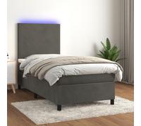 Vidaxl Sommier Tapissier Matelas Et Led Gris Foncé 100x200 Cm Velours Multicolore
