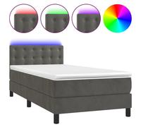 Vidaxl Sommier Tapissier Matelas Et Led Gris Foncé 100x200 Cm Velours Multicolore