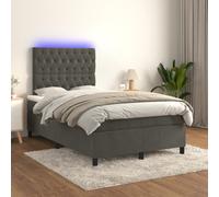 Sommier à Lattes de Lit avec Matelas et LED, Lit Rembourré, Lit Double, Lit Adulte de Chambre à Coucher Intérieur, Moderne, Gris Foncé 120x200 cm