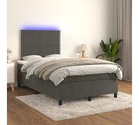 Vidaxl Sommier Tapissier Matelas Et Led Gris Foncé 120x200 Cm Velours Multicolore