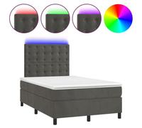vidaXL Sommier tapissier matelas et LED Gris foncé 120x200 cm Velours Multicolore