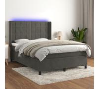 vidaXL Sommier tapissier matelas et LED Gris foncé 140x190 cm Velours