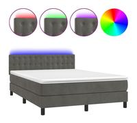 Sommier à Lattes de Lit avec Matelas LED Rembourré Gris Foncé 140x190 cm vidaXL