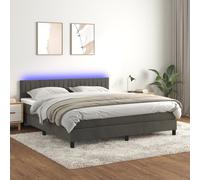 vidaXL Sommier tapissier matelas et LED Gris foncé 160x200 cm Velours
