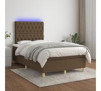 vidaXL Sommier tapissier matelas et LED Marron foncé 120x200 cm Tissu