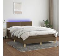 Vidaxl Sommier Tapissier Matelas Et Led Marron Foncé 140x190 Cm Tissu Multicolore