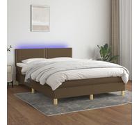 Vidaxl Sommier Tapissier Matelas Et Led Marron Foncé 140x200 Cm Tissu Multicolore