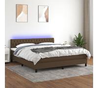 vidaXL Sommier tapissier matelas et LED Marron foncé 160x200 cm Tissu