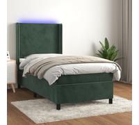 Vidaxl Sommier Tapissier Matelas Et Led Vert Foncé 100x200 Cm Velours Multicolore