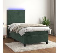 Vidaxl Sommier Tapissier Matelas Et Led Vert Foncé 100x200 Cm Velours Multicolore