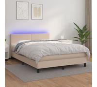 vidaXL Sommier tapissier matelas LED Cappuccino 140x200 cm Similicuir