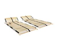 vidaXL Sommiers à lattes sans matelas 2 pcs avec 28 lattes 80x200 cm Multicolore