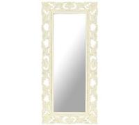 vidaXL Spiegel handgesneden 110x50 cm massief mangohout wit321643 Blanc G