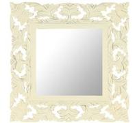 Vidaxl Miroir Sculptã© Ã La Main Blanc 50x50 Cm Bois De Manguier Massif