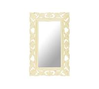 Vidaxl Miroir Sculptã© Ã La Main Blanc 80x50 Cm Bois De Manguier Massif