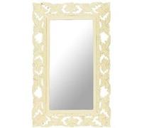 vidaXL Spiegel handgesneden 80x50 cm massief mangohout wit321642 Blanc G