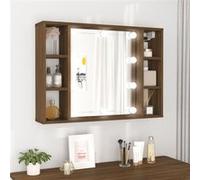 vidaXL Armoire à miroir Chêne marron 76x15x55 cm LED 6 compartiments de rangement