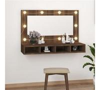 vidaXL Armoire-miroir 820459 – avec LED, rangement, 90×31,5×62 cm – Chêne