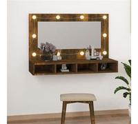 vidaXL Spiegelkast met LED-verlichting 90x31,5x62 cm gerookt eiken820457 chêne G